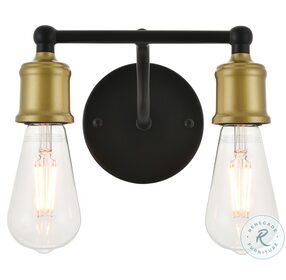 Serif Brass And Black 2 Light Wall Sconce