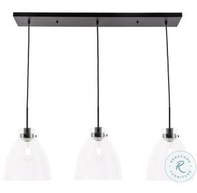 Frey Black And Clear Glass 3 Light Adjustable Height Pendant