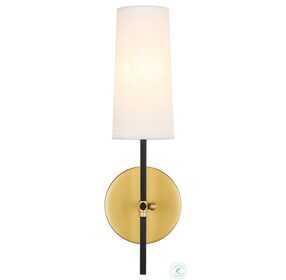 Mel Brass And Black And White Shade 1 Light 47.5" Wall Sconce