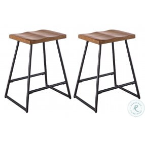 Landon Natural Honey And Espresso Backless Counter Height Stool Set Of 2