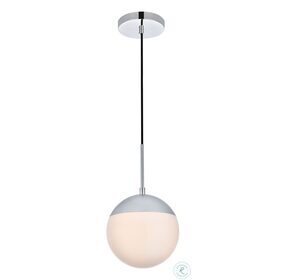 Eclipse 8" Chrome And Frosted White 1 Light Pendant