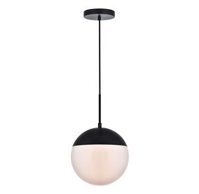 Eclipse 10" Black And Frosted White 1 Light Pendant