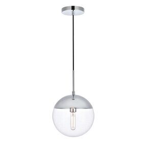 Eclipse 10" Chrome And Clear 1 Light Pendant