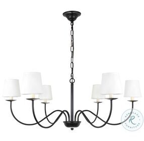 Eclipse Black And White Shade 6 Light Adjustable Height Chandelier
