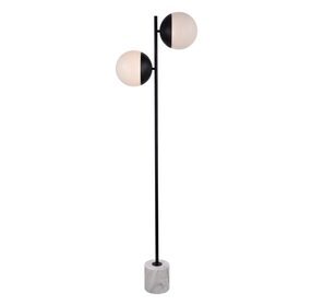 Eclipse 8" Black And Frosted White 2 Light Floor Lamp