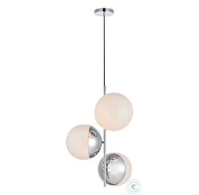 Eclipse 17.5" Chrome And Frosted White 3 Light Pendant