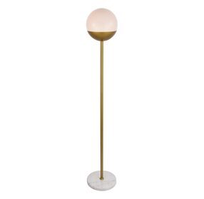 Eclipse 11" Brass And Frosted White 1 Light Floor Lamp