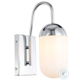 Kace Chrome And Frosted White Glass 1 Light 135" Wall Sconce