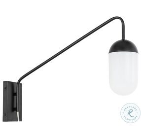Kace Black And Frosted White Glass 1 Light 175" Wall Sconce