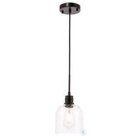 Gabe Black And Clear Seeded Glass 1 Light Adjustable 6" Height Pendant