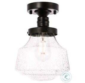 Lyle Black And Clear Seeded Glass 1 Light 8" Flush Mount