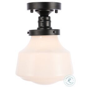 Lyle Black And Frosted White Glass 1 Light 8" Flush Mount