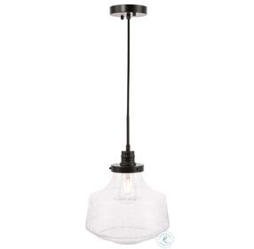 Lyle Black And Clear Seeded Glass 1 Light Adjustable 11" Height Pendant