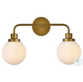 LD7032W19BR Hanson Brass And Frosted Shade 2 Light Bath Sconces
