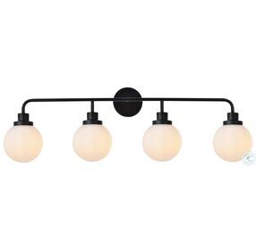LD7036W38BK Hanson Black And Frosted Shade 4 Light Bath Sconces