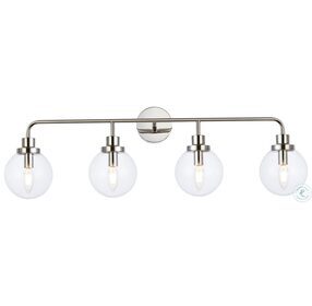 LD7037W38PN Hanson Polished Nickel And Clear Shade 4 Light Bath Sconces