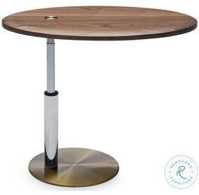 Lea Walnut And Bronze Round End Table