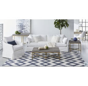 Lena  LiveSmart Peyton Pearl Slope Arm Slipcover Living Room Set