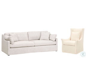 Stitch And Hand Bisque Lena 95" Slope Arm Slipcover Living Room Set