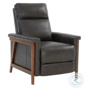 Lewiston Edgewater Charcoal Leather Push Thru The Arms Recliner
