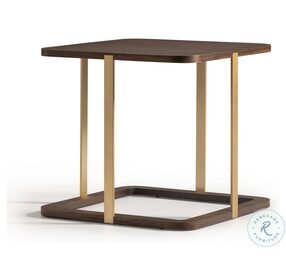 Amora Eggshell Walnut And Brushed Brass Side Table