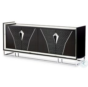 Carmela Glossy Charcoal Sand And Stainless Steel TV Console