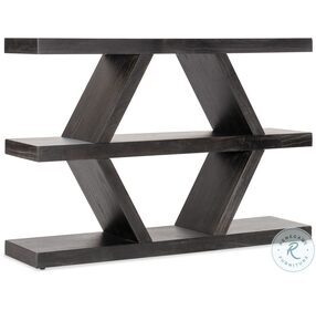 Commerce And Market Dark Natural Wood Geo Lines Console Table