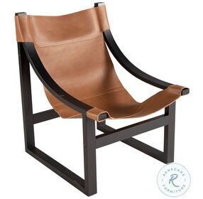 Lima Natural Leather Sling Chair with Black Frame
