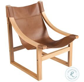 Lima Natural Leather Sling Chair with Natural Frame