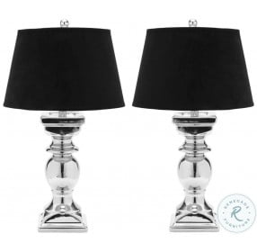 Helen Silver 27" Baluster Table Lamp With Black Shade Set of 2