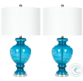 Morocco Blue 27" Blue Glass Table Lamp Set of 2