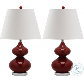 Eva Red 24" Double Gourd Glass Table Lamp Set of 2