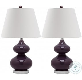 Eva Dark Purple 24" Double Gourd Glass Table Lamp Set of 2