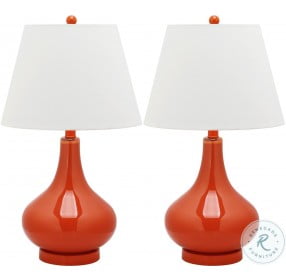 Amy Blood Orange 24" Gourd Glass Table Lamp Set of 2