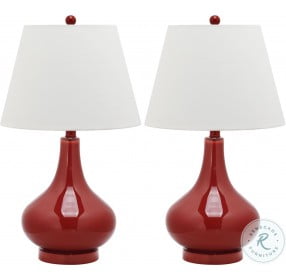 Amy Red 24" Gourd Glass Table Lamp Set of 2