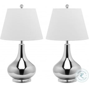 Amy Silver 24" Gourd Glass Table Lamp Set of 2