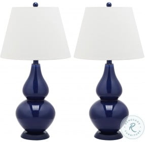 Cybil Navy 26" Double Gourd Table Lamp Set of 2