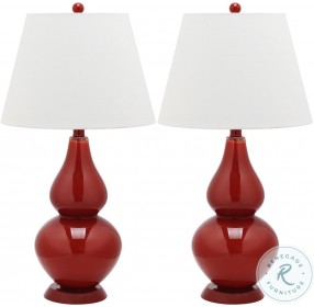 Cybil Red 26" Double Gourd Table Lamp Set of 2