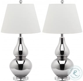 Cybil Silver 26" Double Gourd Table Lamp Set of 2
