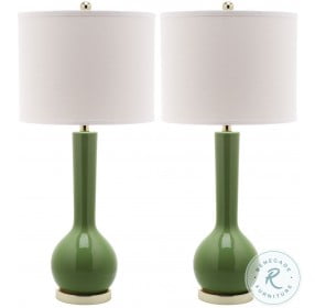 Mae Green 30" Long Neck Ceramic Table Lamp Set of 2