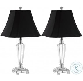 Lilly Clear 24" Crystal Table Lamp With Black Shade Set of 2
