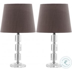 Erin Clear 16" Crystal Cube Table Lamp With Light Gray Shade Set of 2