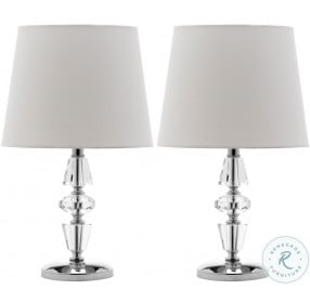 Crescendo Clear 16" Tiered Crystal Table Lamp With White Shade Set of 2