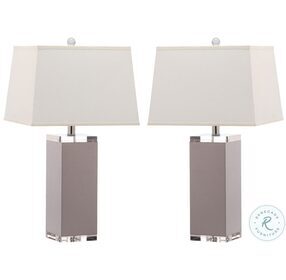 Deco Grey 27" Leather Table Lamp Set of 2
