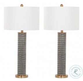 Ollie Grey 31" Faux Alligator Table Lamp Set of 2