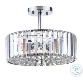 Ariel Chrome and Clear 3 Light 13" Ceiling Light