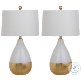 Kingship White and Gold 24" Table Lamp Set of 2
