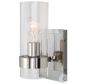 Cardiff Polished Nickel 1 Light Cylinder Wall Sconce
