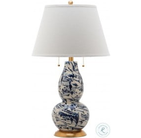 Color Swirls Navy and White 28" Glass Small Table Lamp