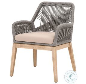 Woven Platinum Rope And Light Gray Loom Arm Chair Set of 2